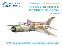 QD+48580   3D Декаль интерьера кабины МиГ-21БИС Ранний (с системой Лазурь-М) (Eduard) (с 3D-печатными деталями) (thumb89439)